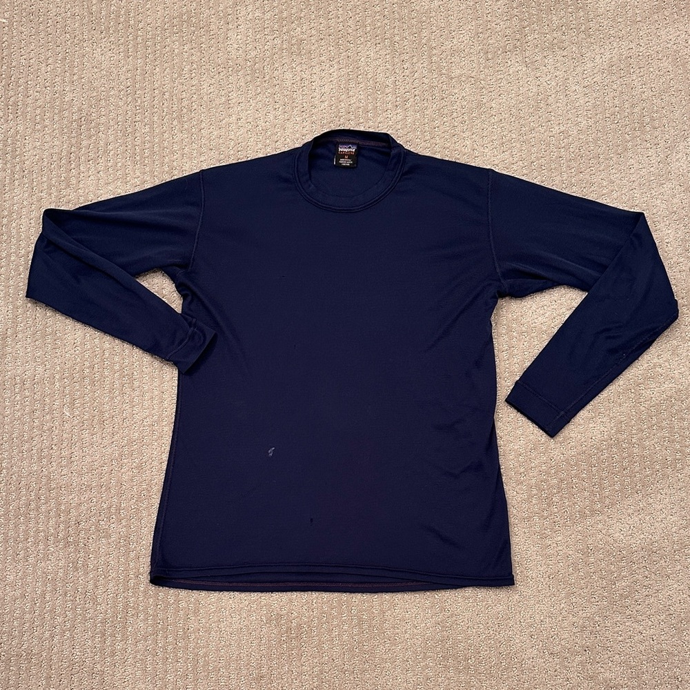 Patagonia Capilene Navy Blue Long Sleeved Shirt, Men, Medium, Flawed